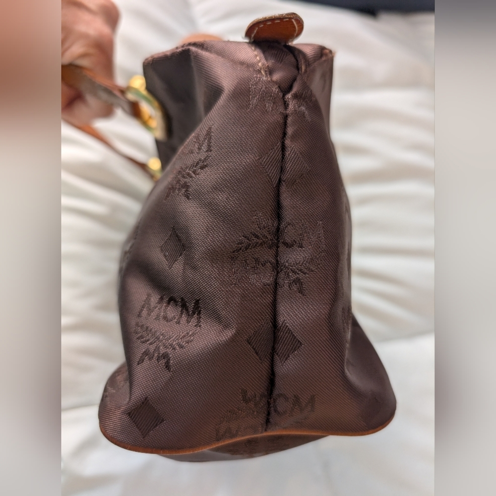 MCM Dark Brown Visetos Nylon Satchel - Picture 5 of 12